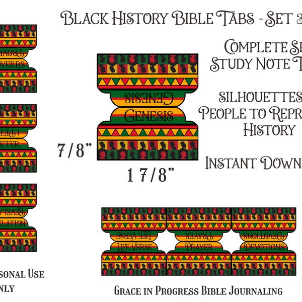 Black History Women's Large Print Bible Tabs, African American Bible Tabs, Scripture Art Tabs, Study Bible Tabs, Women's Bible Tab Stickers