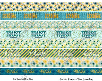 Fita Washi floral, fita Washi da Bíblia, adesivos Washi, fita decorativa, escrita de escrituras, diário de arte bíblica, fita Washi planejadora, conjunto Washi