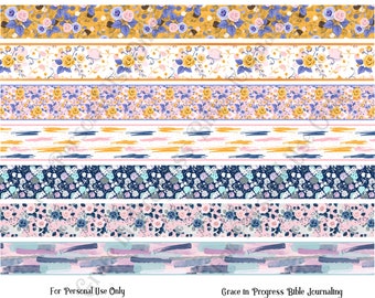 Fita Washi floral, fita Washi da Bíblia, adesivos Washi, fita decorativa, escrita de escrituras, diário de arte bíblica, fita Washi planejadora, conjunto Washi