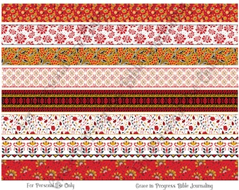 Fita Washi floral, fita Washi da Bíblia, adesivos Washi, fita decorativa, escrita de escrituras, diário de arte bíblica, fita Washi planejadora, conjunto Washi