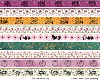 Fita Washi floral de oração, fita Washi da Bíblia, adesivos Washi, fita decorativa, escrita de escrituras, diário de arte da Bíblia, fita Washi planejadora