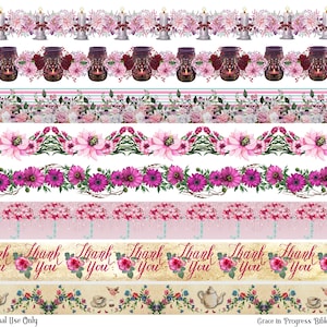 Burgundy Floral Lanterns, Bible Washi Tape, Washi Stickers, Decorative tape, Scripture Writing, Bible Art Journaling, Planner Washi Tape
