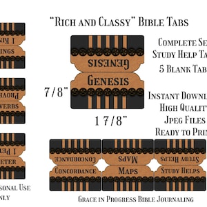 Classy Bible Tabs, Men&#39;s Large Print Bible Tabs, 66 Books of the Bible, Study Bible Tabs, Printable Bible Tabs, Bible Tab Dividers
