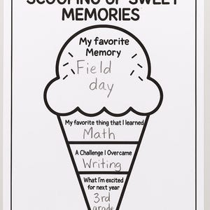 End of Year Ice Cream Worksheet: K-5 Reflection Activity (Printable Download)