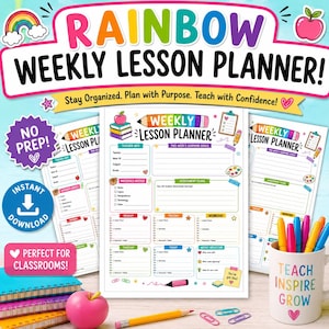 Regenbogen Wochenplaner | Lehrerorganizer (PDF Download) Bild 2
