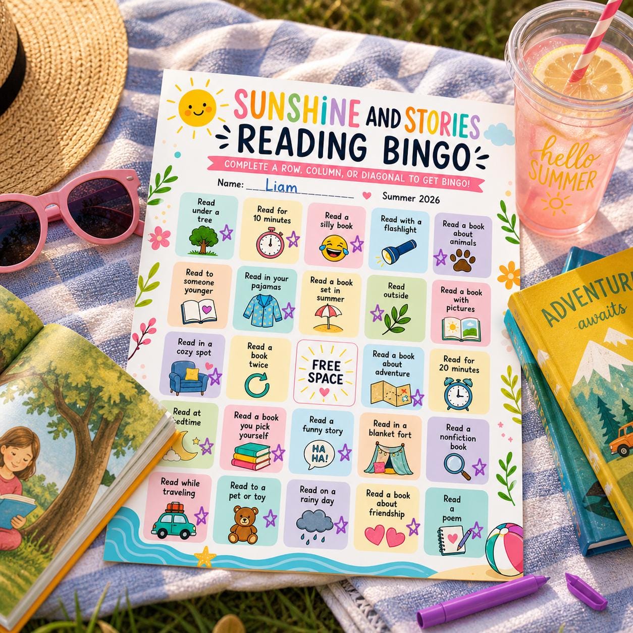 Summer Reading Bingo Printable | Kids Reading Challenge Activity (PDF ...