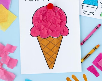 Gelato artigianale con carta velina: attività estiva stampabile (modello PDF)