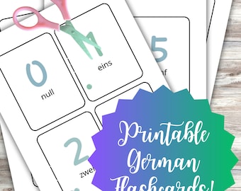 Printable German Number Flashcards (Digital Download)