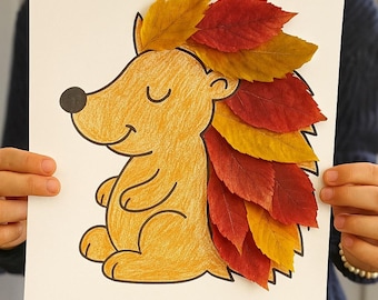 Fall Hedgehog Leaf Craft for Kids | Printable Autumn Animal Activity
