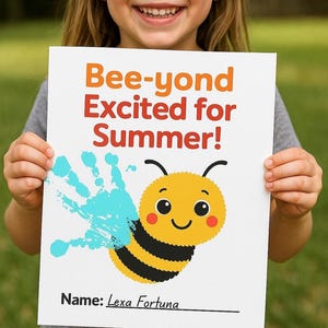 Bee Themed Summer Craft for Kids – DIY Handprint Art Printable
