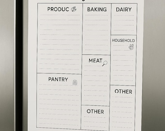 Minimal Grocery List Template | Instant Download PDF