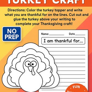Turkey Time Thankful Writing Craft | Thanksgiving Classroom Activity - Etsy
