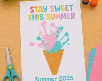 Recuerdo imprimible de cono de helado – Verano de 2025