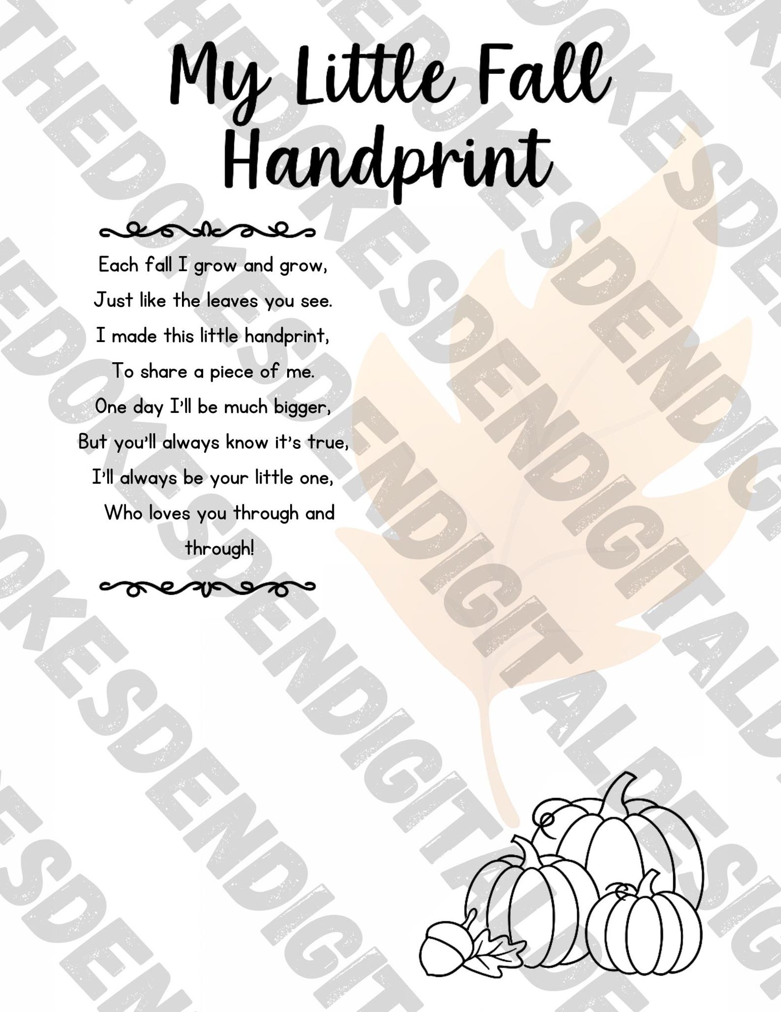 Fall Handprint Craft for Kids – Printable Poem Activity for Classrooms ...