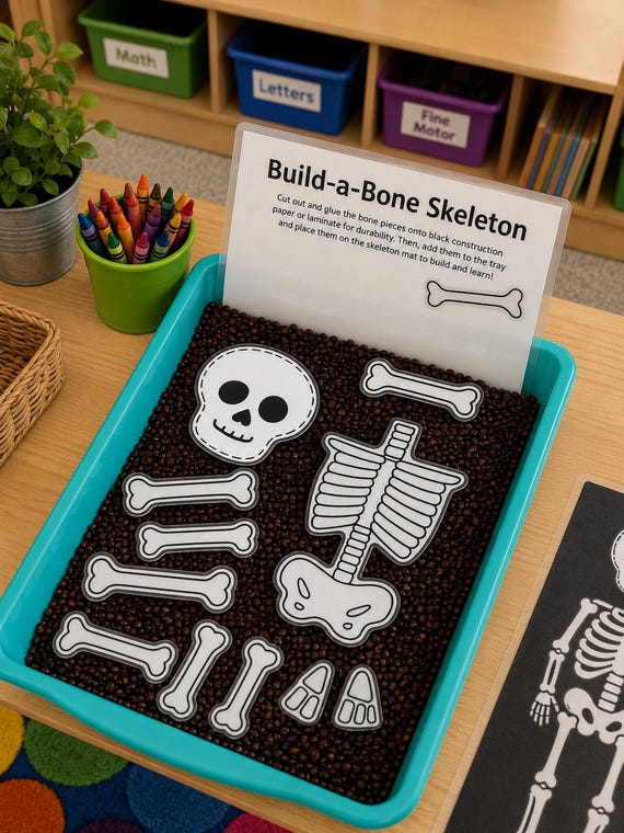 Printable Skeleton Craft: Cut & Paste Halloween Activity (Digital Download)