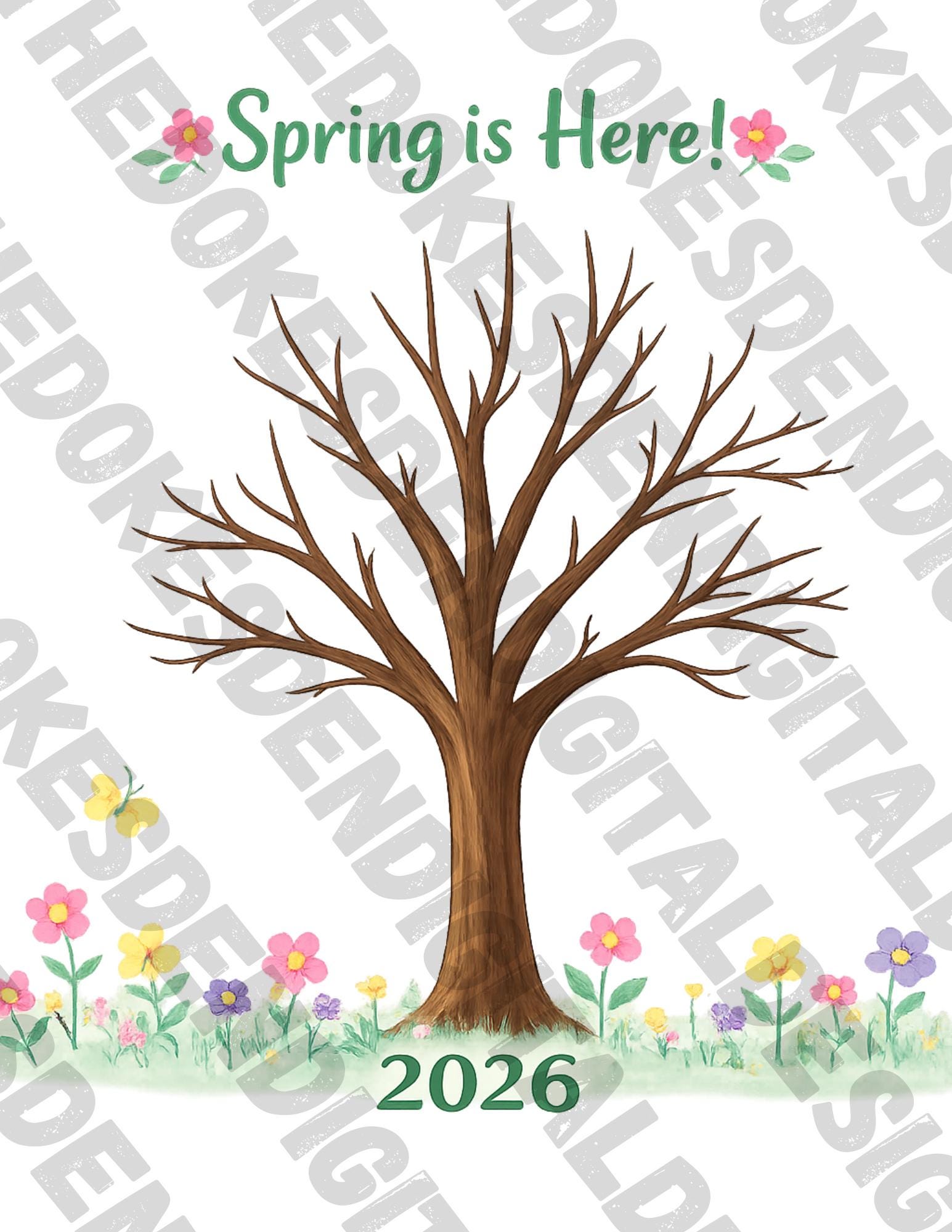 Finerprint Tree Spring Spring Blossom Tree Fingerprint Craft | No Prep Classroom Art Activity ...