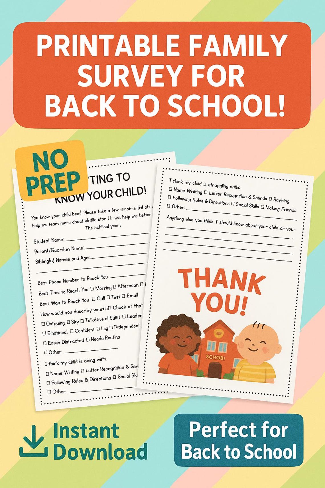 Back to School Parent Survey Printable: Getting to Know Your Student ...