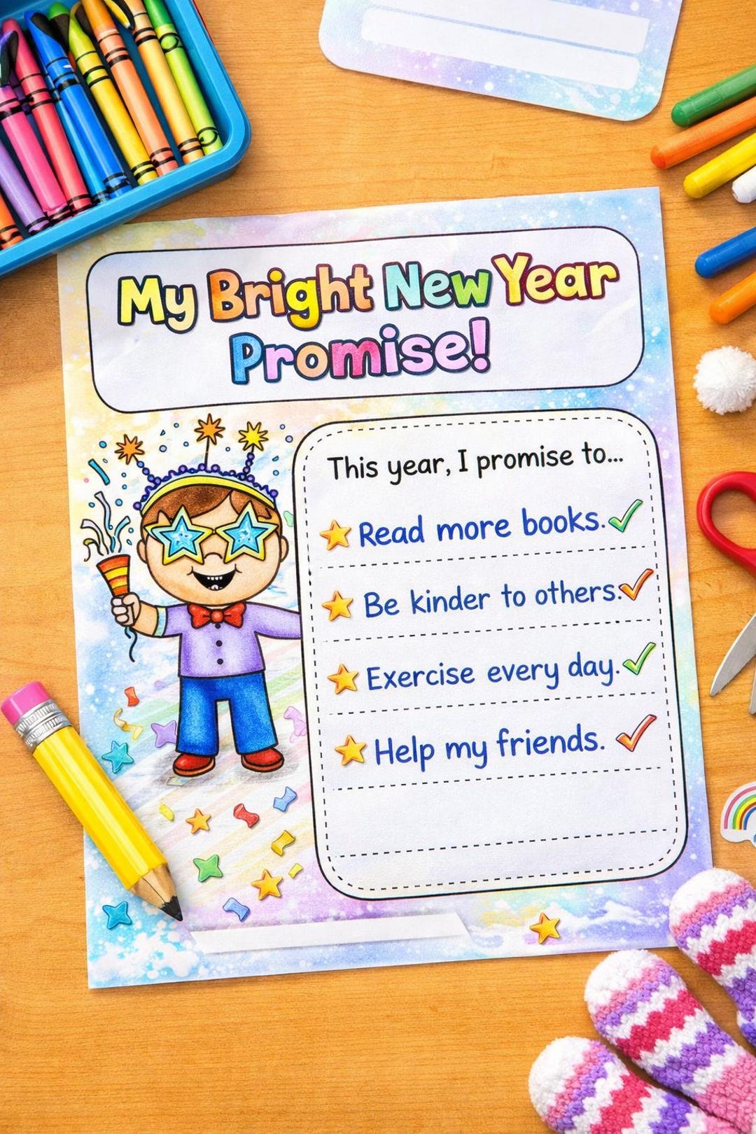 Promise Worksheet New Year Promise Worksheet | Kids Writing Activity (PDF) - Etsy