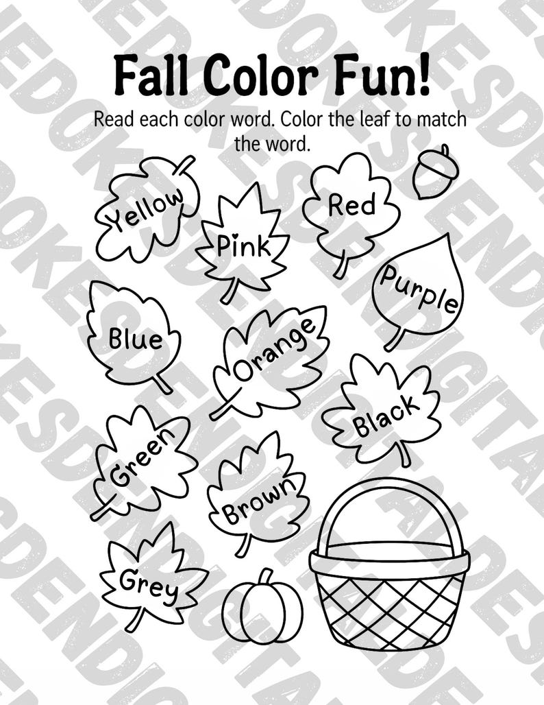 Printable Fall Color Fun Worksheet | Color Recognition Activity for ...