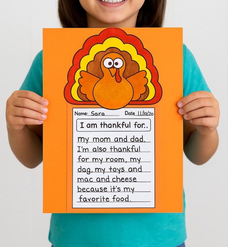 Turkey Time Thankful Writing Craft | Thanksgiving Classroom Activity - Etsy