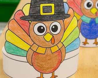 Cappello da tacchino stampabile – Attività per bambini con corona di carta per il Ringraziamento