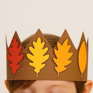 Fall Leaf Paper Crown Craft for Kids | Printable Autumn Headband Activity