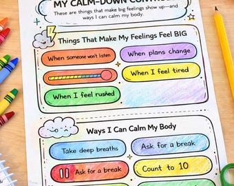 My Calm-Down Controls – SEL Feelings & Coping Skills Worksheet