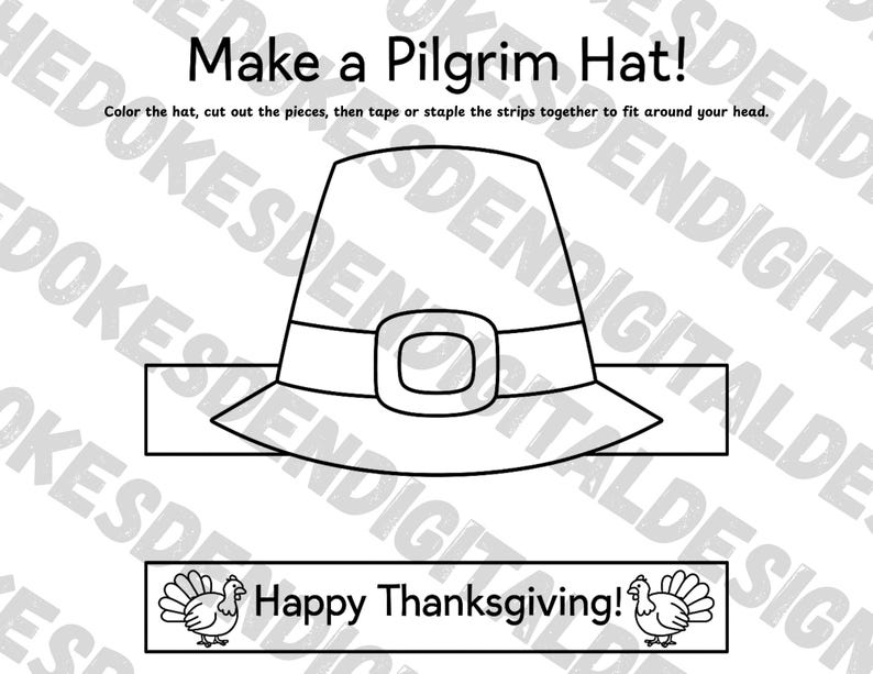 Thanksgiving Pilgrim Hat Paper Crown Craft | Printable Holiday Activity ...