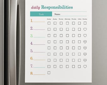 Kids Chore Chart Printable: Responsibility Tracker (PDF & PNG Download