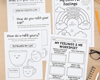 Printable SEL Worksheets Bundle: Kids Feelings & Emotions Activities