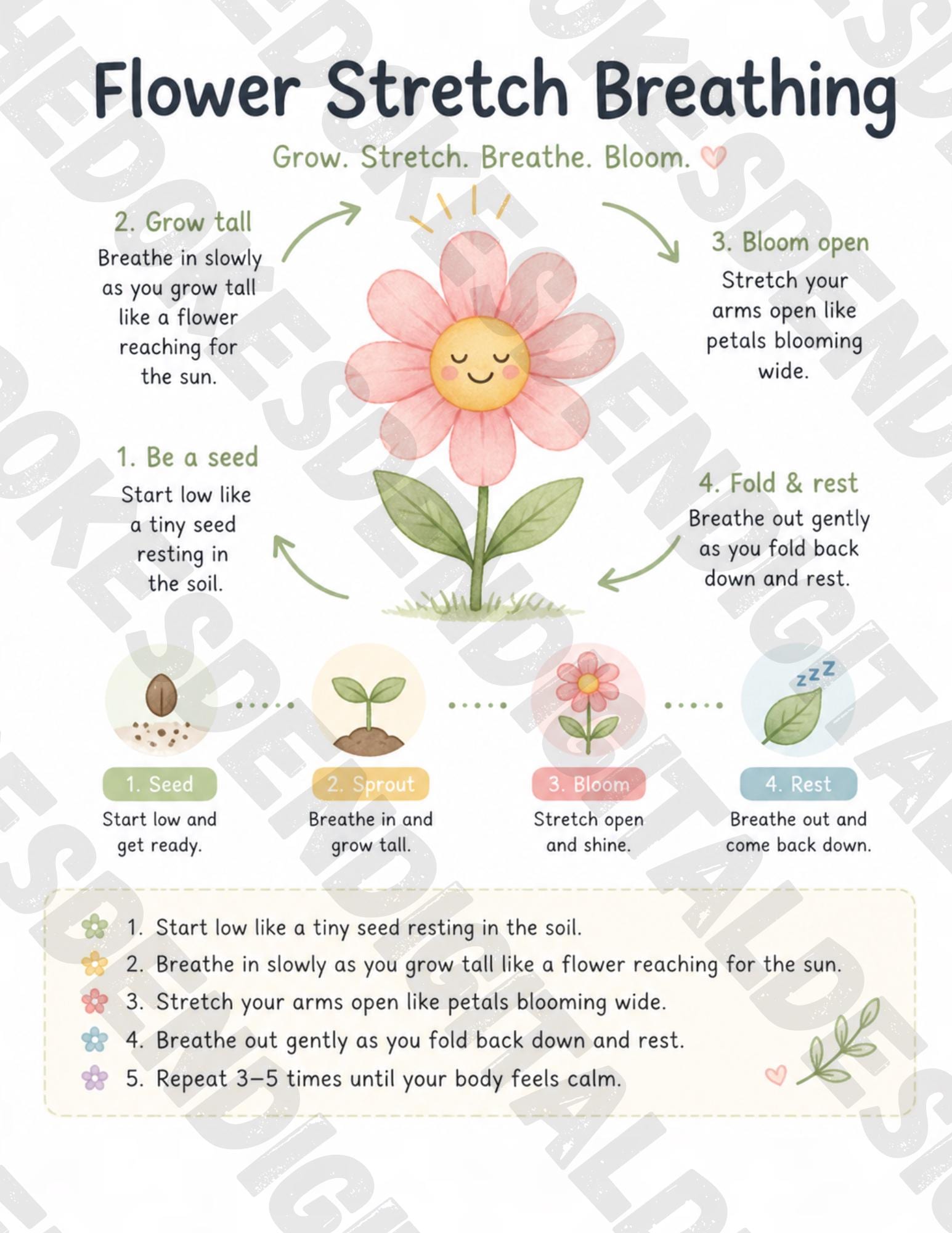 Flower Breathing Exercise Poster | Kids Calm Down Strategy (PDF ...