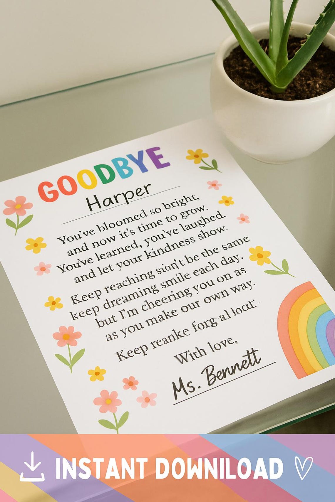 Farewell Letter to Students – Printable Teacher Note - Etsy UK