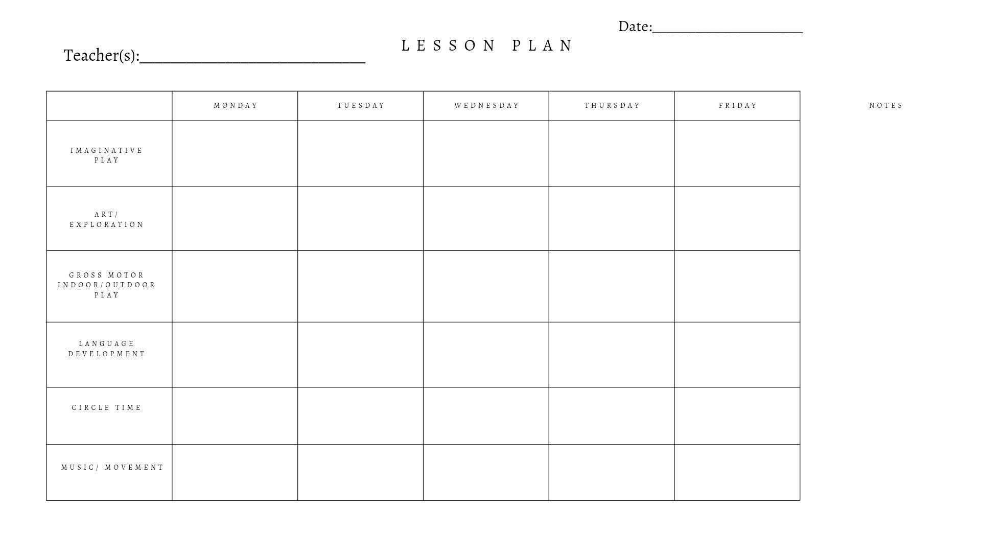 Lesson Plan Preschool Lesson Plan Kindergarten Lesson Plan Etsy