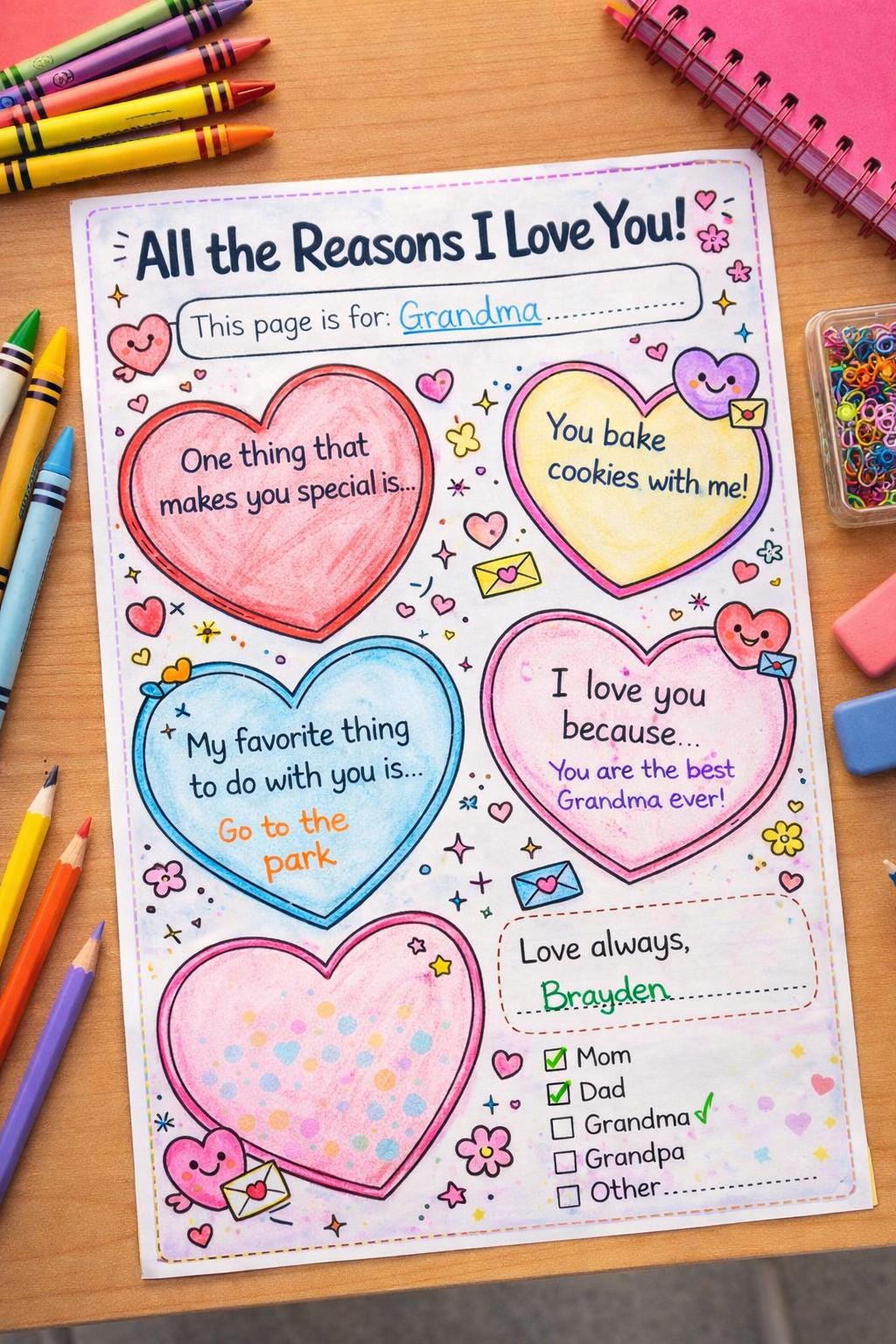 All the Reasons I Love You – Valentine’s Day Writing Worksheet for Kids ...