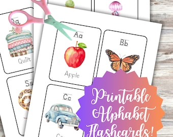 Printable Alphabet Flashcards: Educational Toddler Cards (Digital Download)