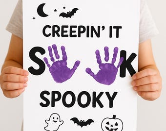 Manualidad de Halloween con huellas de manos: Actividad infantil espeluznante (Descargar PDF)