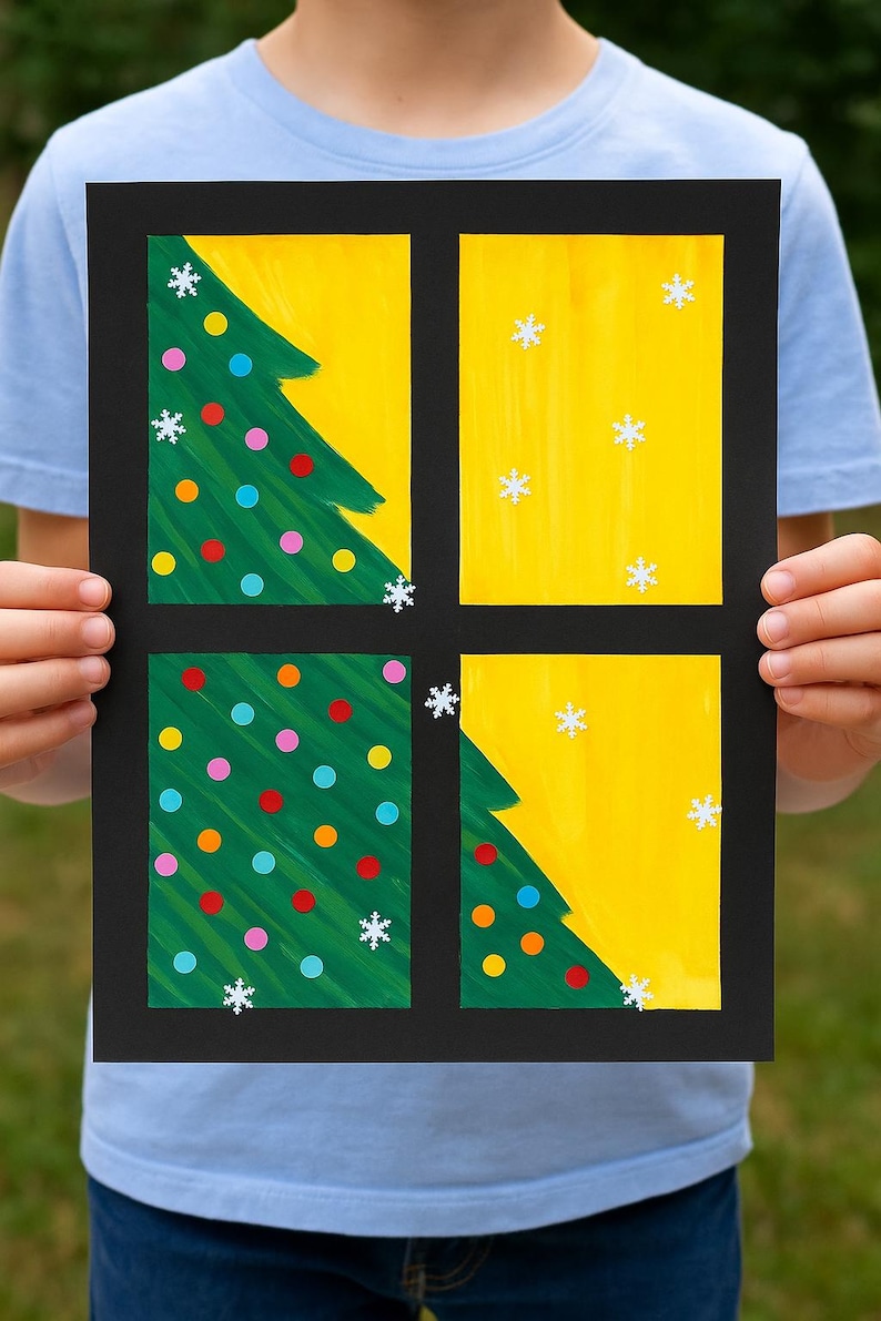 Printable Christmas Tree Window Art Craft | Fun Low Prep Holiday ...