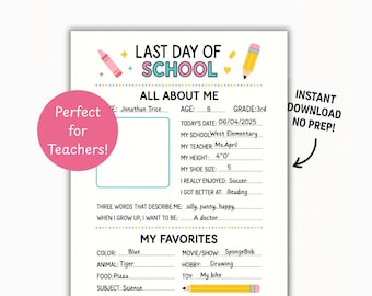 Last Day of School Worksheet: Printable Memory Page (PDF Download)