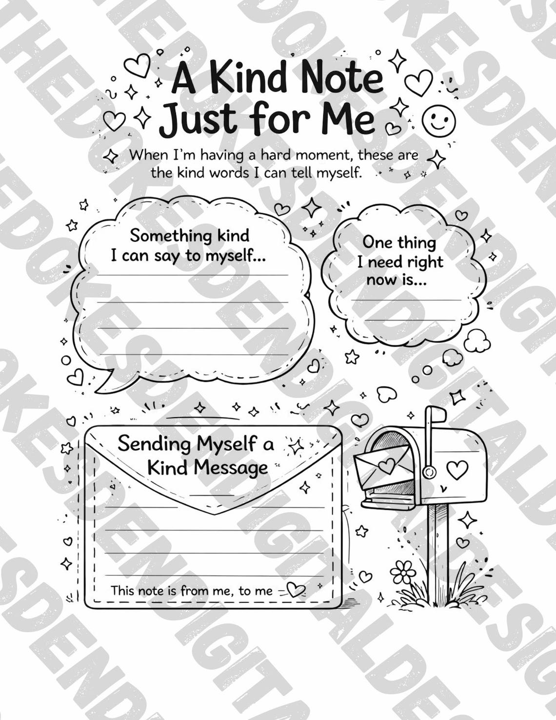 Writing Kind Notes A Kind Note to Myself β SEL Writing Worksheet for Kids - Etsy