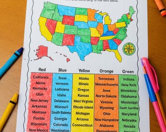 USA Color Quest Printable Worksheet | Fun State Coloring Activity for Kids