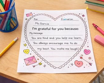 Valentine’s Day Gratitude Writing Activity for Kids