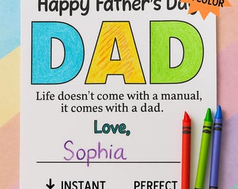 Bricolage à colorier pour la fête des pères : activité de lettres à imprimer pour papa (téléchargement PDF)