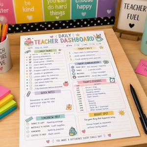 Daily Teacher Dashboard Printable | Classroom Organization, Lesson Planner (Digital Download)