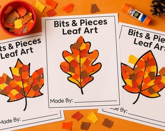 Ensemble d'artisanat en papier déchiré aux feuilles d'automne | Activité de collage d'automne à imprimer pour les enfants