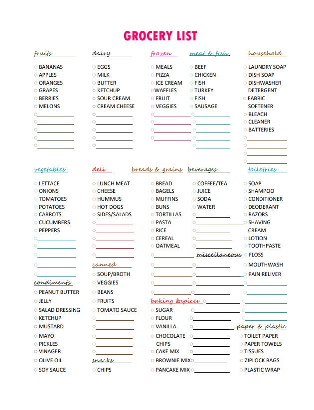 Printable Master Grocery List and Meal Planner Instant Etsy