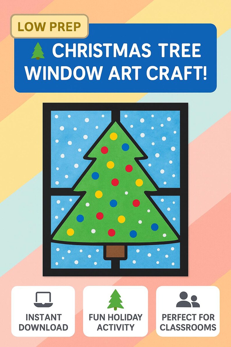 Printable Christmas Tree Window Art Craft | Fun Low Prep Holiday ...