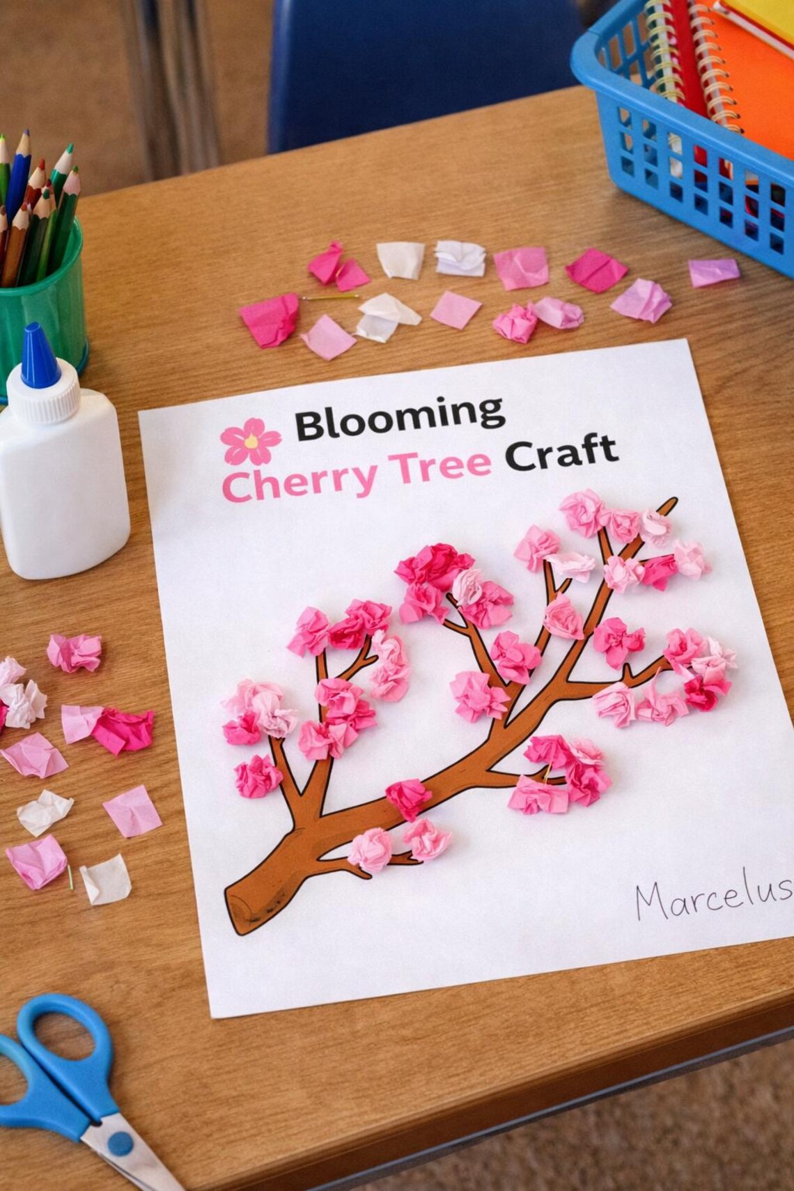 Cherry Blossom Tree Craft | Spring Tissue Paper Art Activity (digital ...