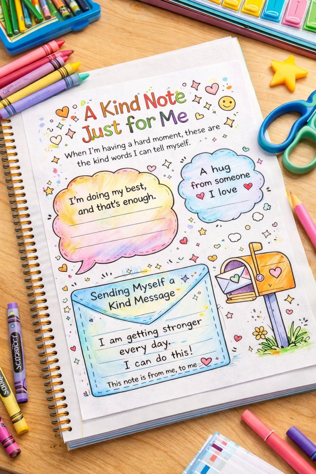 A Kind Note to Myself – SEL Writing Worksheet for Kids - Etsy
