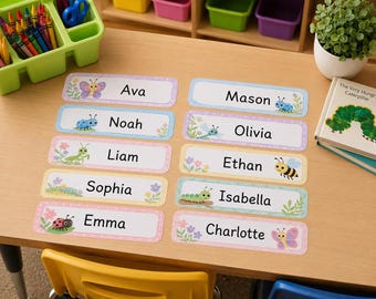 Bug Theme Desk Name Tags Printable | Bright & Pastel Insect Classroom Labels