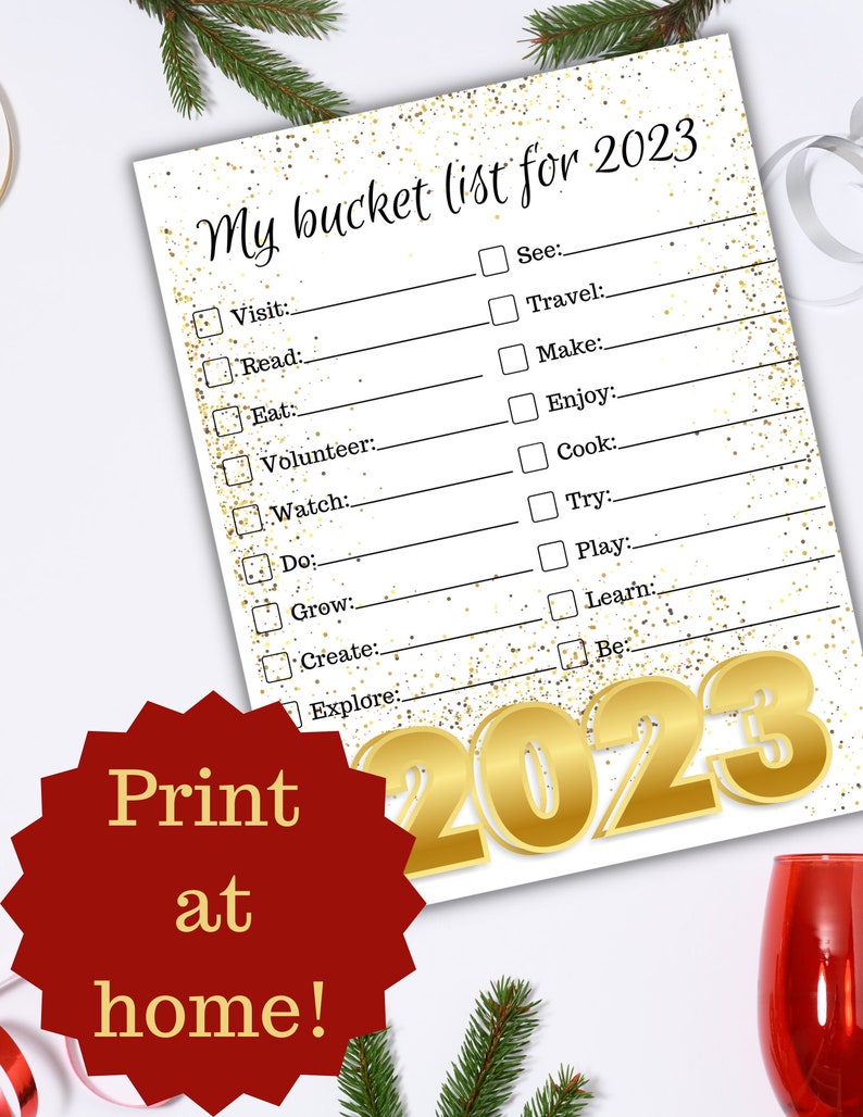 New Years Bucket List Printable. 2023. Checklist. Instant Etsy Canada